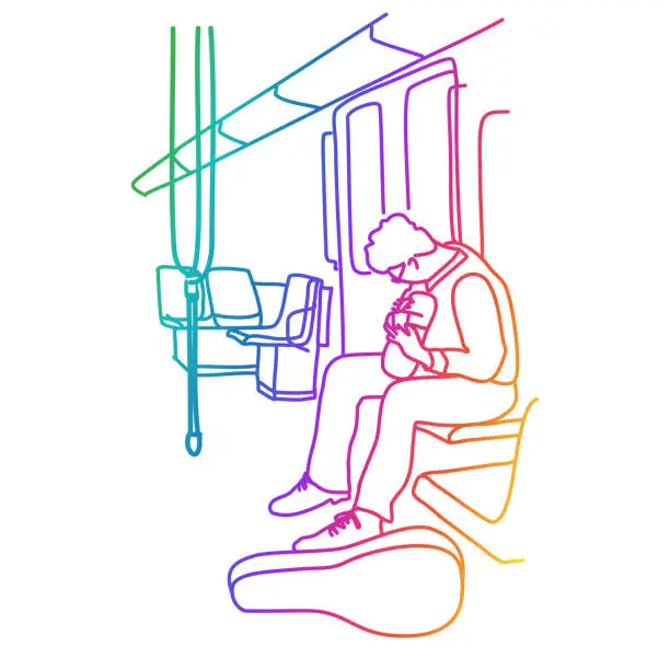 Vector illustration of MusicianInTheSubwayRainbow