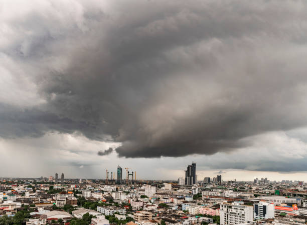 istock A heavy storm with rain and dramatic atmosphere clouds can be a sight to behold over a city center. 1497754942