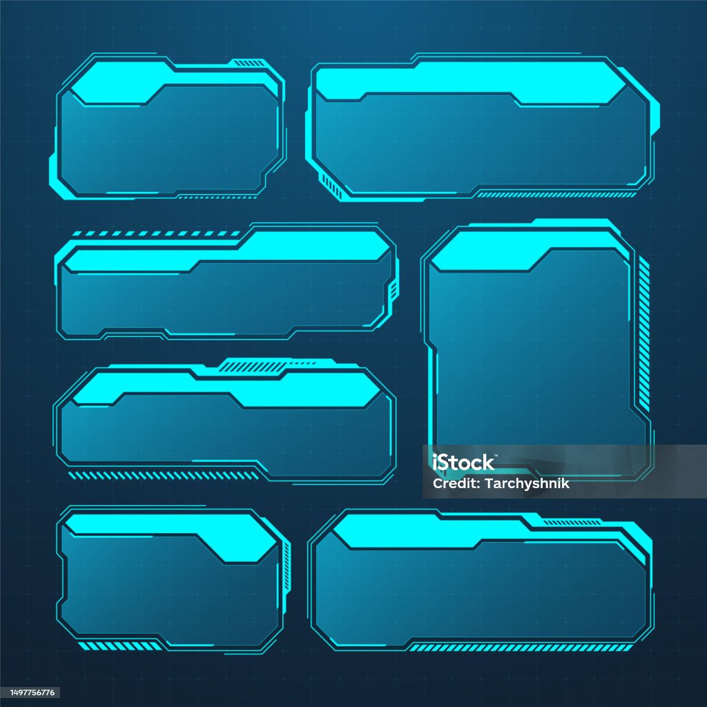 Blue Futuristic Hud Or Ui Elements Scifi User Interface Text Boxes ...