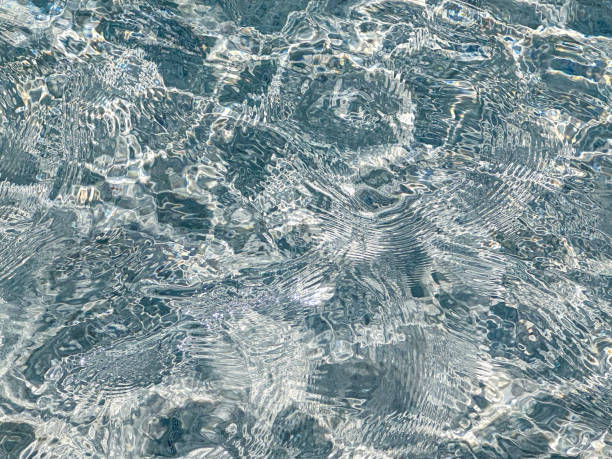 istock Light clear blue sea water background. Swimming pool surface with bright and clean water movement, top view. Summer vacation holiday poster background with copy space for text. 1497763559