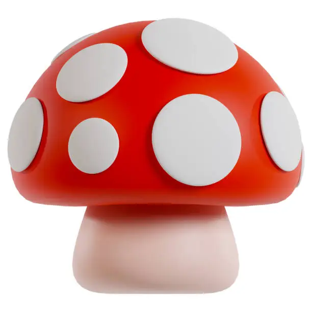Cute mushroom 3D rendering vegetables icon
