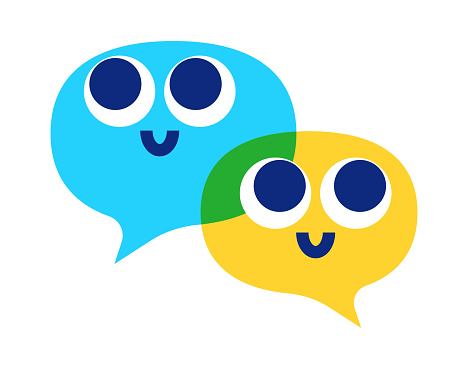 Vector illustration of cute emoticons on speech bubbles or thought balloons. Cut out design elements on a transparent background on the vector file.