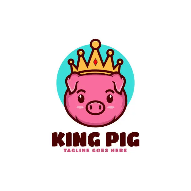 Vector illustration of Vector Illustration King Pig Mascot Cartoon Style.