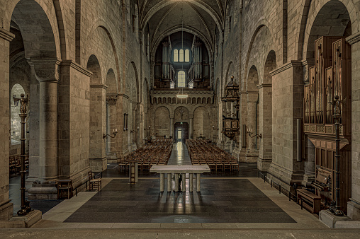 the nave of the Lund Cathedral as a natural soft HDR-photo, Lund, Sweden, May 22, 2023
