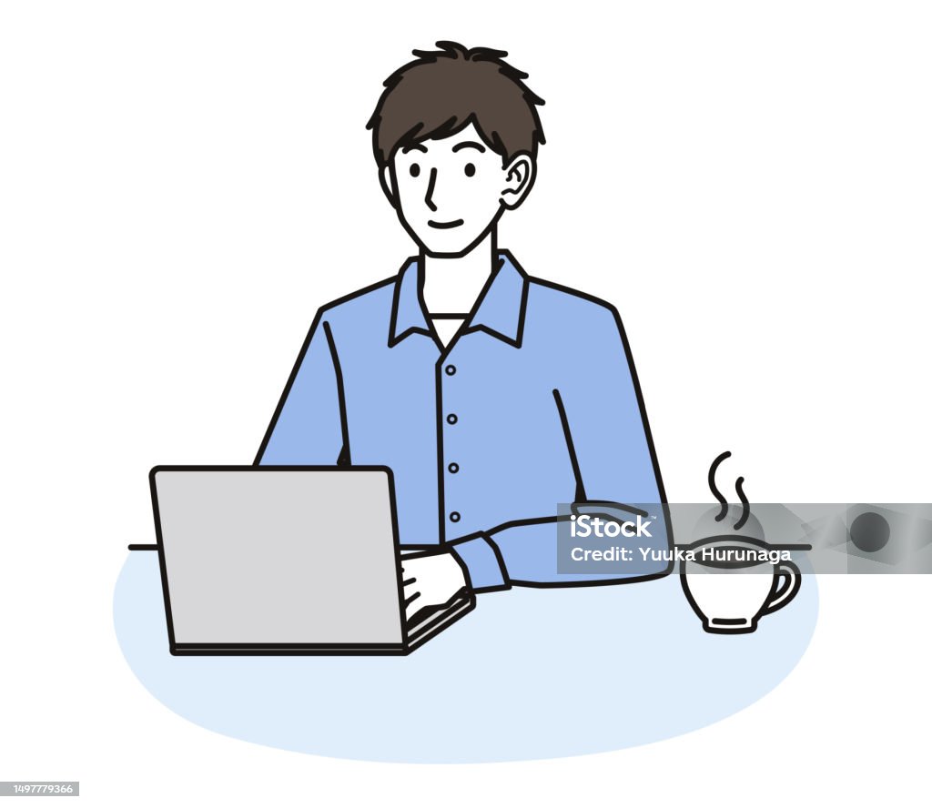 Man Using Computer Stock Illustration - Download Image Now - 20-29 ...