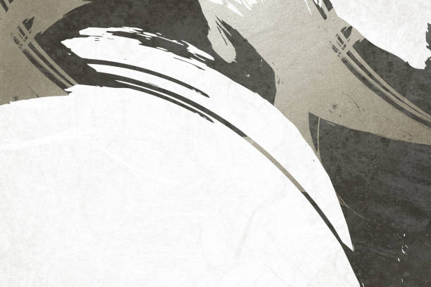 istock Black ink brush strokes on white background. Japanese style.Abstract ink background.Black paint stroke texture on white paper. 1497783264