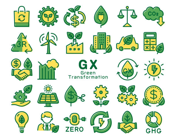 illustrazioni stock, clip art, cartoni animati e icone di tendenza di gx (trasformazione verde) - budget green business finance