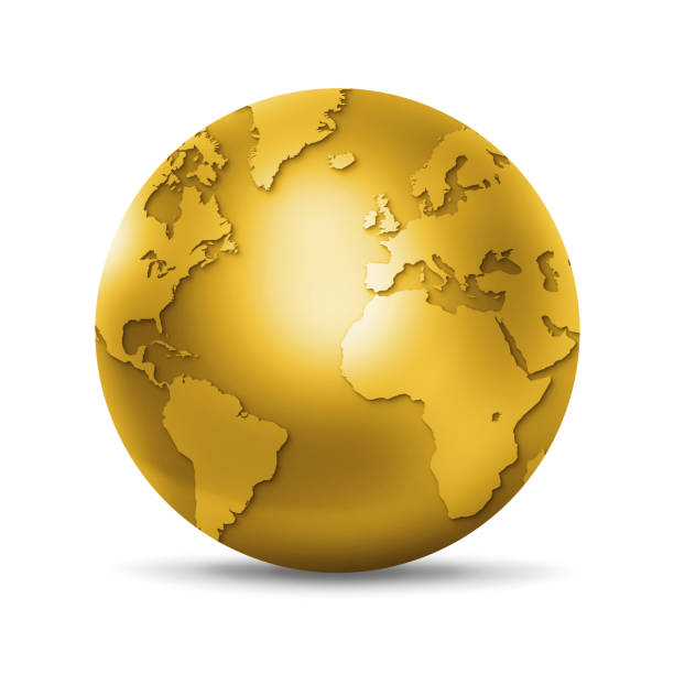 istock Gold world globe isolated on white background 1497784493