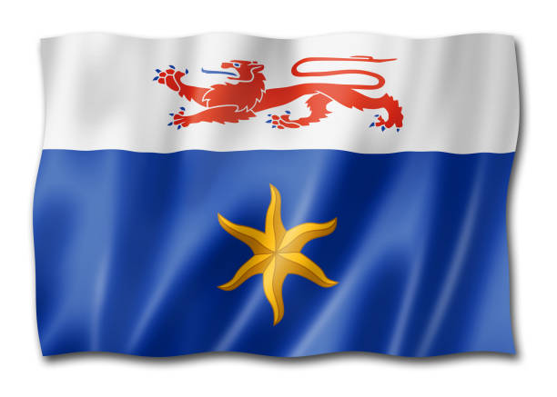 Hobart city flag, Australia waving banner collection. 3D illustration