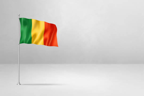 Mali flag, 3D illustration, isolated on white concrete wall background