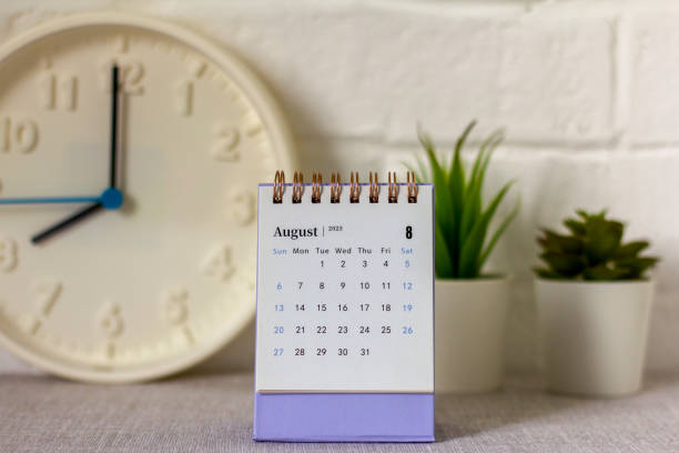 istock Desktop calendar for August 2023 on the desktop. 1497789138
