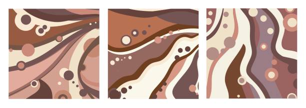 ilustrações de stock, clip art, desenhos animados e ícones de chocolate wavy swirl background. abstract chocolate waves, brown color flow. vector illustration - chocolate swirl backgrounds coffee