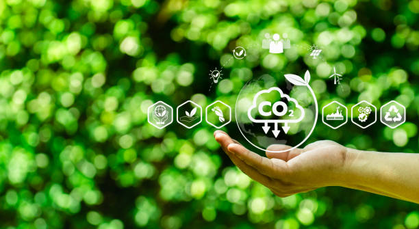 istock Reduce Co2 Emissions concepts, Global Warming, and Climate Change Energy Conservation, Sustainable Development, Earth Day. Long-term sustainability and societal impact, No toxic gases 1497794783