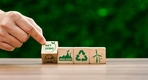 istock Net zero by 2050. Carbon neutral. Net zero greenhouse gas emissions target. climate neutral long term strategy. No toxic gases, implementing carbon capture and storage technologies. 1497794785