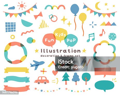 istock Set of illustrations of kids, children, fun, pop scenes. 1497796096