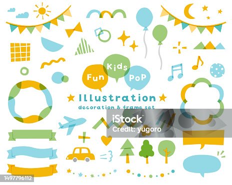 istock Set of illustrations of kids, children, fun, pop scenes. 1497796112