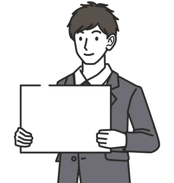 Vector illustration of man in suit with board
