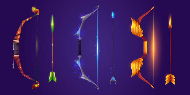 istock Cartoon set of fantasy bows and arrows 1497806332