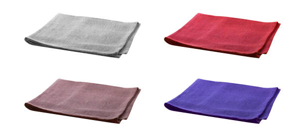 istock Set of colourful canvas napkins isolated on white background, perspective 1497807237