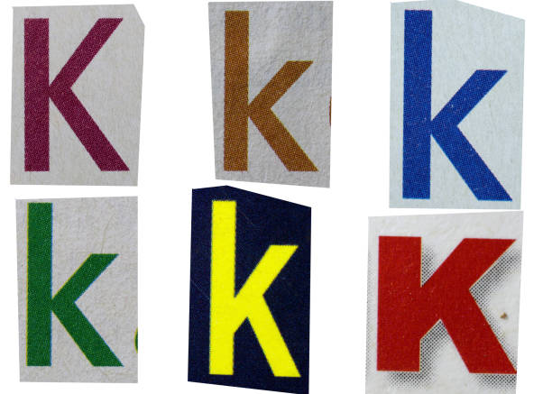 istock Letter k magazine cut out font, ransom letter, isolated collage elements for text alphabet, ransom note 1497807459