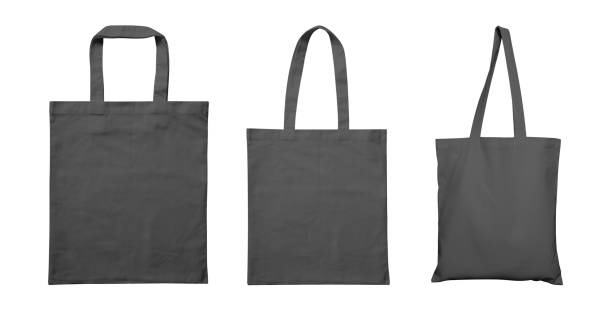 Set of fabric bags mockup different options isolated on white background