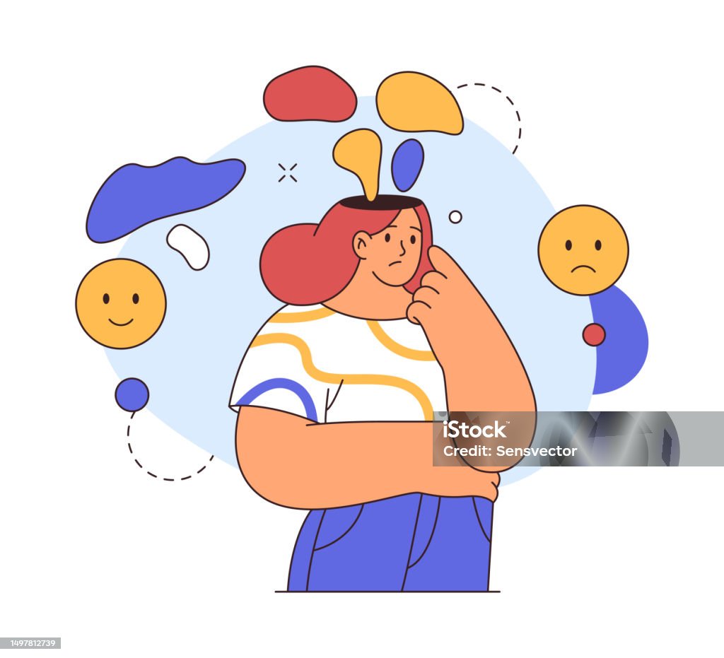 Split Emotion Differences Of Mood Split Personality Problem Flat Cartoon Vector ...
