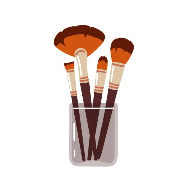 Vector illustration of Female hand hold eyeshadow palette with various colors.Vector illustration