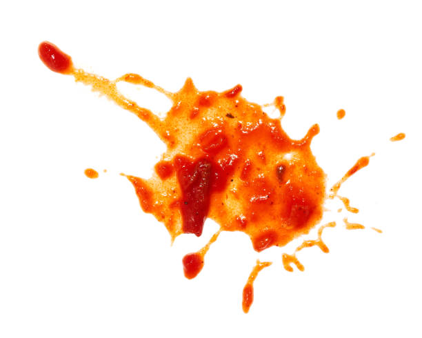 Dip ketchup blots and stains isolated on white background stock photo