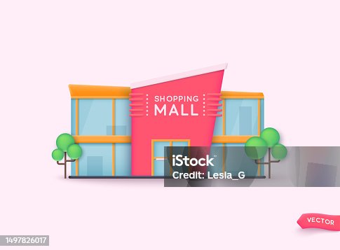 istock Shopping mall building exterior. Shopping concept. 3D Web Vector Illustrations. 1497826017