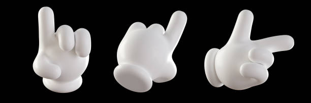 istock 3D hand pointing index finger up, right, behind. Gesture showing direction. Cartoon character forefinger. 3D rendering illustration 1497826133