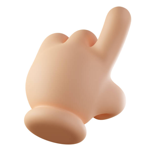 istock 3D forefinger isolated on white background. Cartoon character hand pointing or touching gesture. Touch or click icon. Show one finger, index finger. Render illustration 1497826134