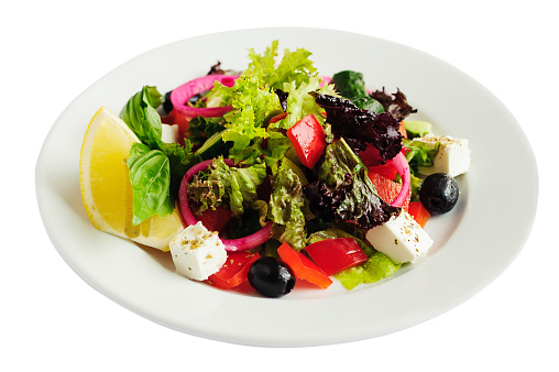 Greek salad isolated on a white