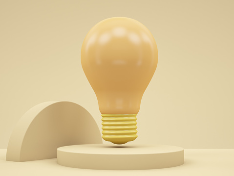 Pastel Colored Simple Light Bulb Design. 3D Render