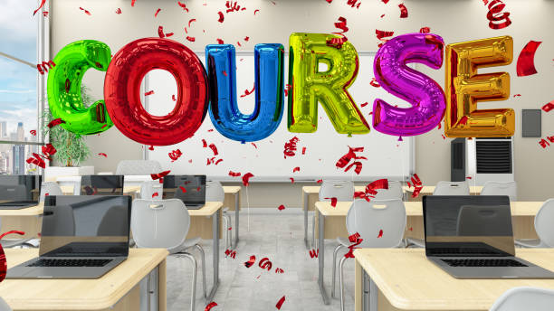 istock Course Letter Balloons in a Modern Classroom 1497827467