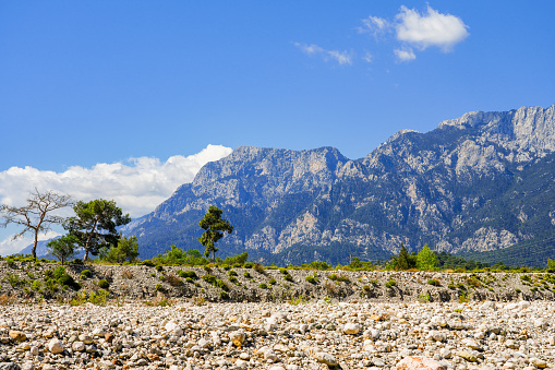 Nature with the Taurus Mountains in the background. Landscape in Turkey.