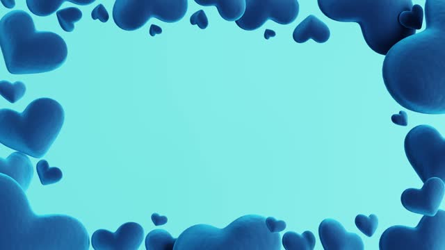 Blue hearts floating on background. 3d render