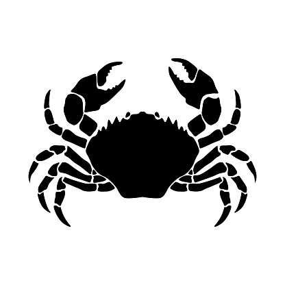 Illustration of crab. Monocrom crab. Seafood. For poster, emblem, menu.