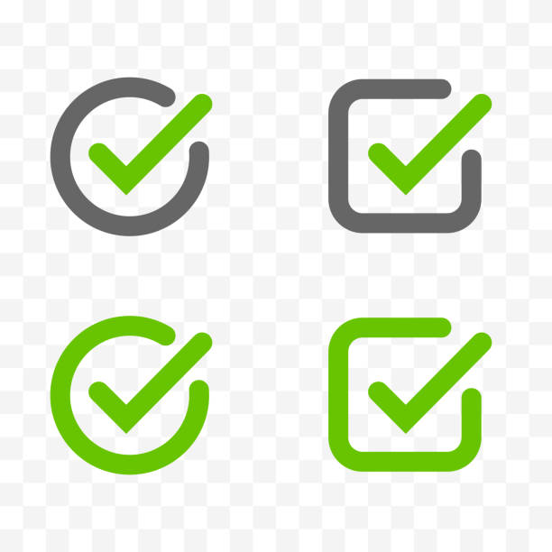 bildbanksillustrationer, clip art samt tecknat material och ikoner med checkmark icon set. easily editable line art sign on transparent background. tick or check mark symbol collection. vote, success, ok, vector stock illustration. - bock