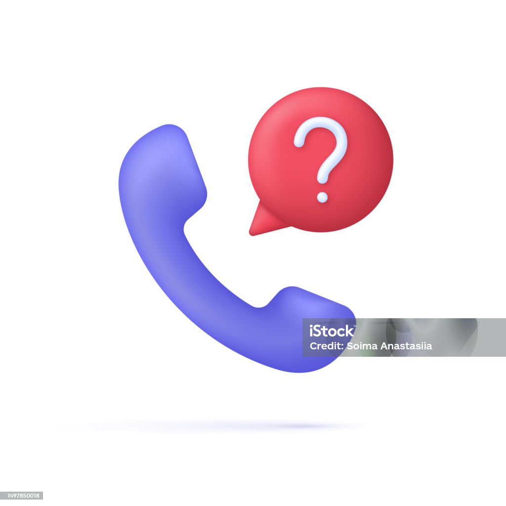 3d Call Phone And Bubble Talking Service Support Hotline Question Mark ...