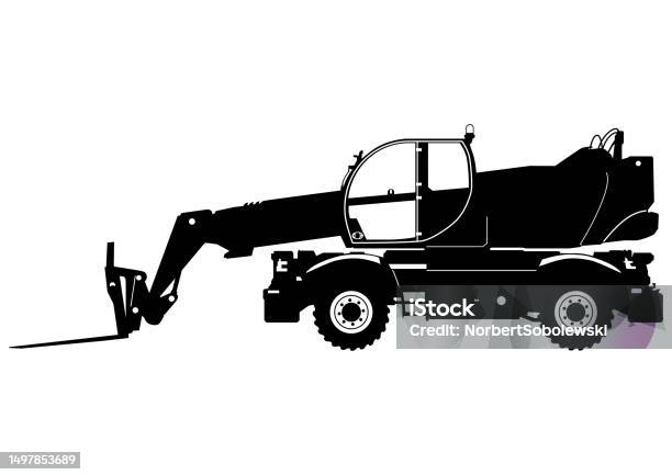 Telehandler Figure Silhouette Of A Modern Rotating Telehandler Stock Illustration ...