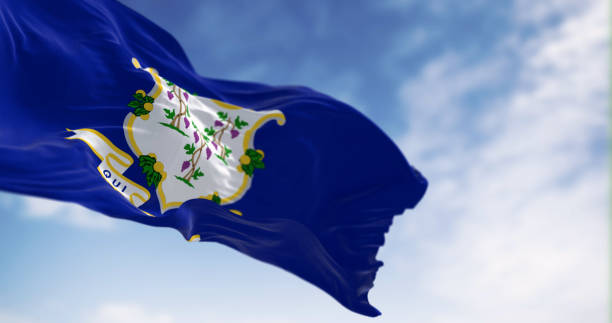 istock Close-up view of the Connecticut state flag fluttering 1497855185