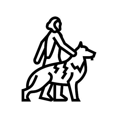 domestication animals human evolution line icon vector. domestication animals human evolution sign. isolated contour symbol black illustration