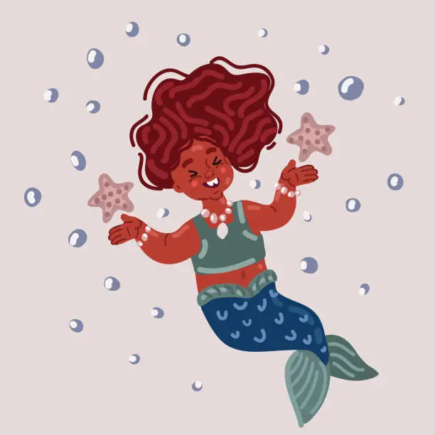 Vector illustration of Vector illustration of girl little mermaid