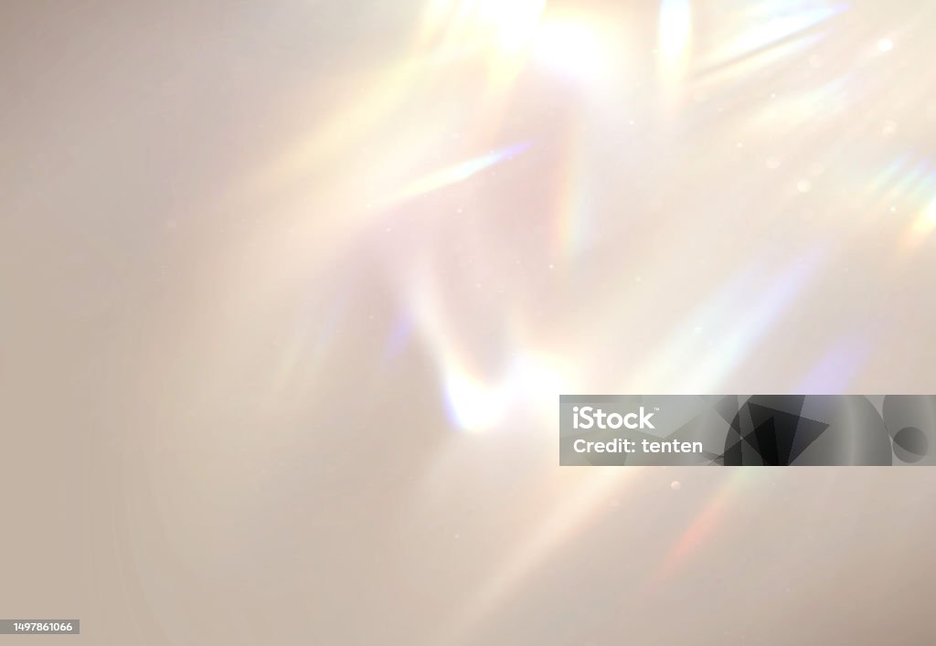 Glowing Background with Prism Light Rainbow Overlay.Prism Rainbow Light Leaks Overlays Light - Natural Phenomenon Stock Photo