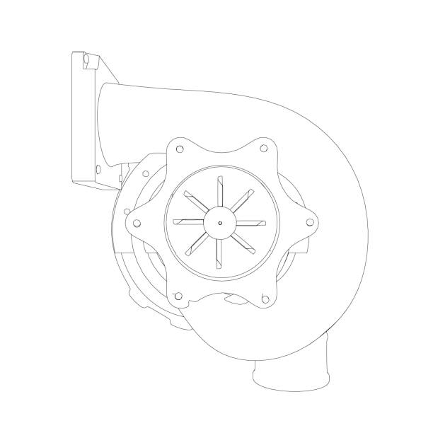 ilustrações de stock, clip art, desenhos animados e ícones de steam turbine rotor operation. vector illustration. automotive turbine outline - pressure gauge audio