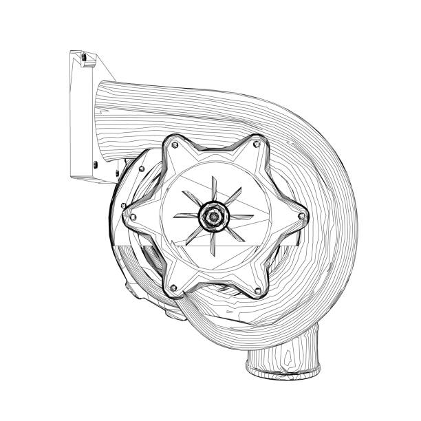 ilustrações de stock, clip art, desenhos animados e ícones de steam turbine rotor operation. vector illustration. automotive turbine outline - pressure gauge audio