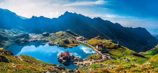 Transfagarasan Balea glacier lake Transfagarasan Balea glacier lake - Lake, is a glacier lake situated at 2.034 m of altitude in the Mountains, in central Romania, Sibiu County balea lake romania stock pictures, royalty-free photos & images