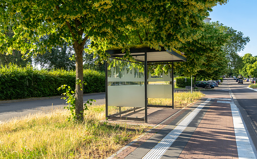 A Blank white Sign on Bus station