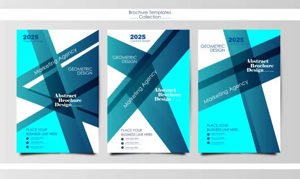 Vector illustration of Collection of Abstract Blue geometric background for Poster Brochure Flyer design Layout