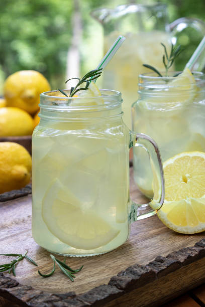 istock Lemonade with sliced lemons, ice and rosemary 1497869978